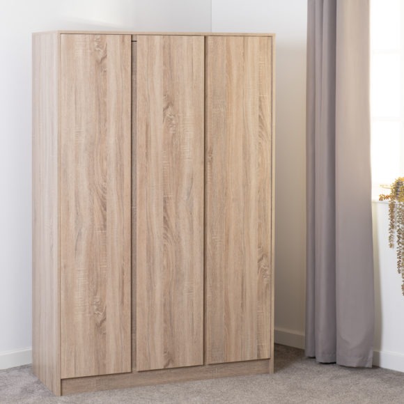 Seconique Malvern 3 Door Wardrobe Sonoma Oak Effect