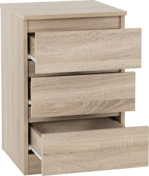 Seconique Malvern 3 Drawer Bedside (PAIR) Sonoma Oak Effect