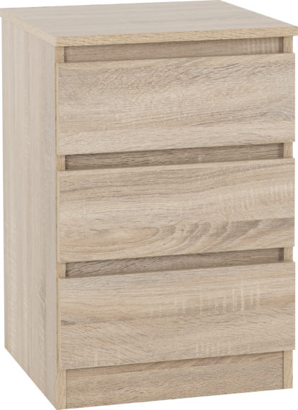 Seconique Malvern 3 Drawer Bedside Sonoma Oak Effect
