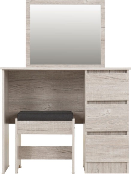 Seconique Malvern 3 Drawer Dressing Table Set Urban Snow/Steel Fabric