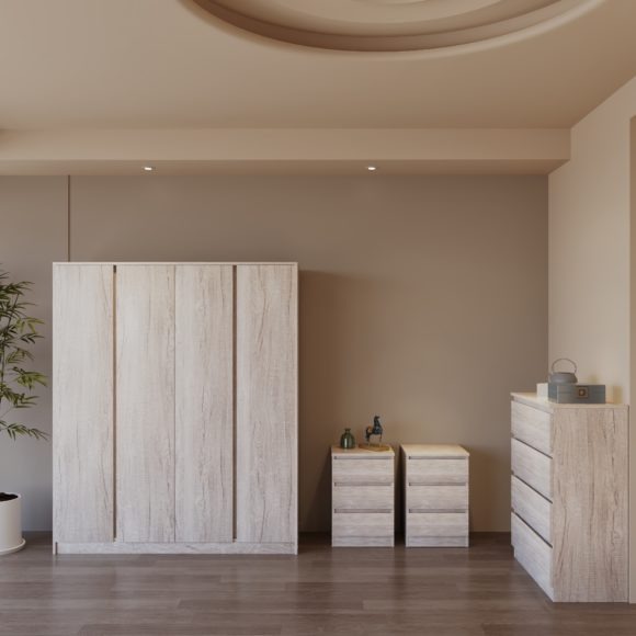 seconique Malvern 4 Door Wardrobe Bedroom Set Urban Snow