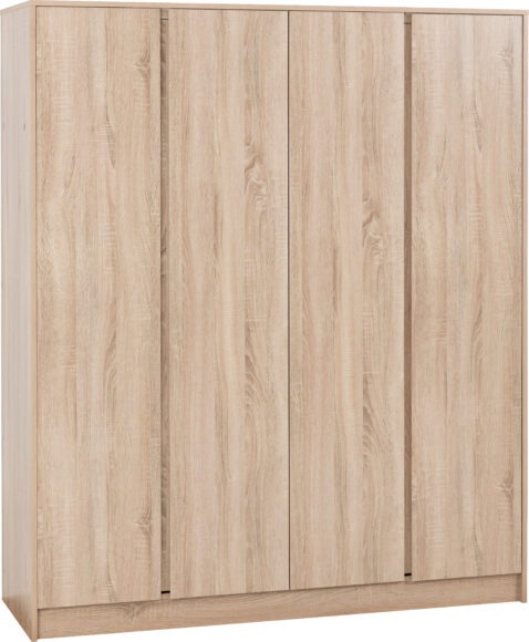 Seconique Malvern 4 Door Wardrobe Sonoma Oak Effect