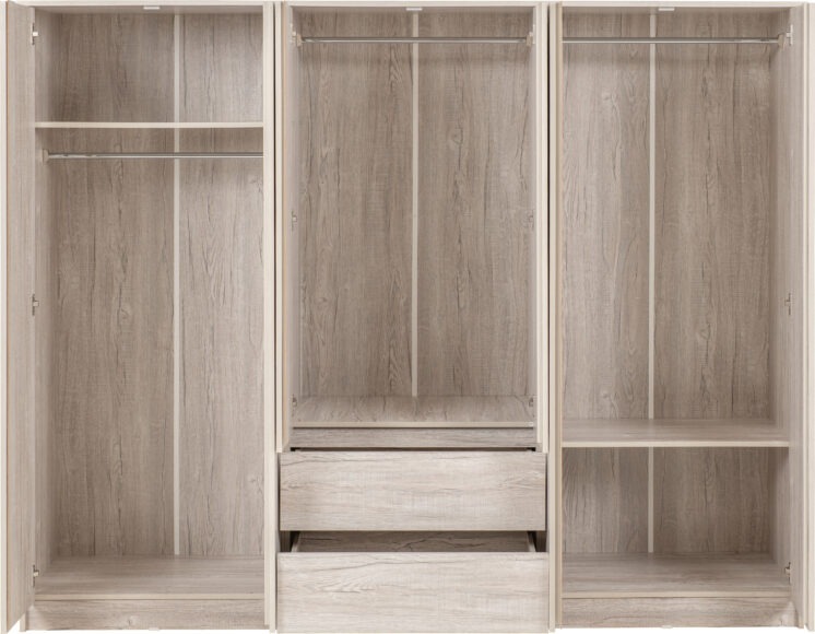 Seconique Malvern 6 Door 2 Drawer Wardrobe Urban Snow
