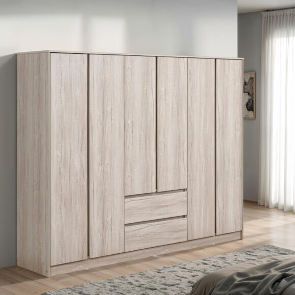 seconique Malvern 6 Door 2 Drawer Wardrobe Urban Snow