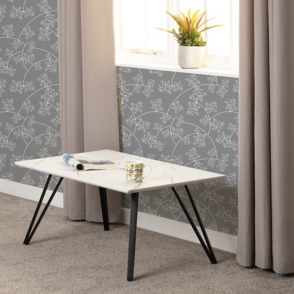 Seconique Marlow Coffee Table White Marble Effect/Black