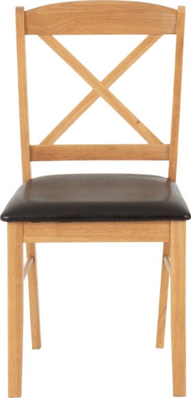 Seconique Mason Chair (Box Of 2) Oak Varnish/Brown Faux Leather