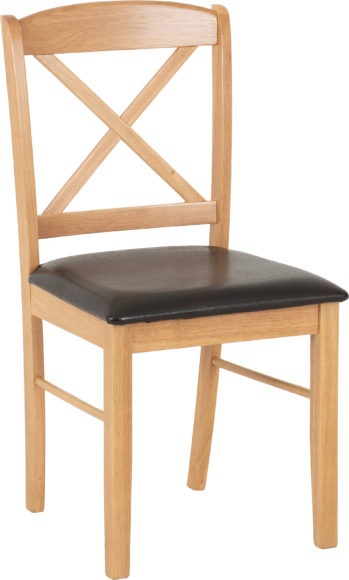Seconique Mason Chair (Box Of 2) Oak Varnish/Brown Faux Leather
