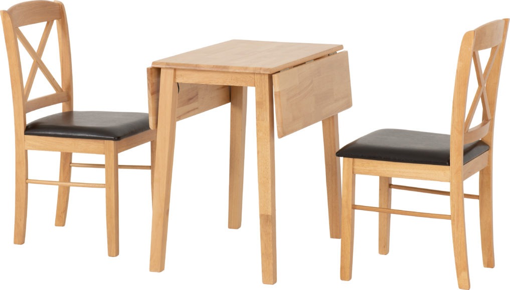 Seconique Mason Double Drop Leaf Dining Set Oak Varnish/Brown Faux Leather