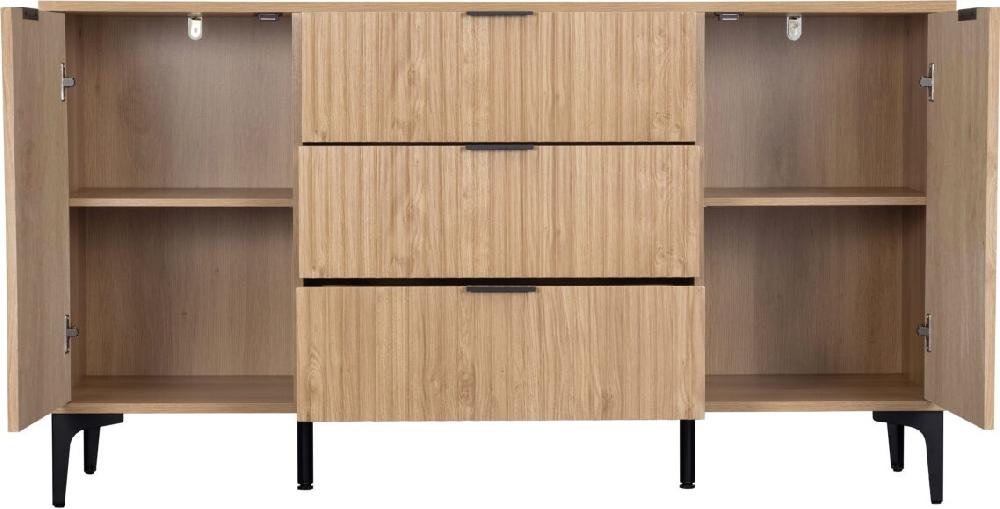 Seconique Miami 2 Door 3 Drawer Sideboard Oak Effect/Black