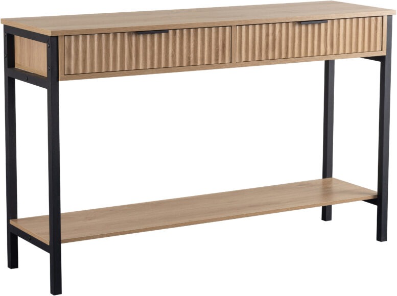 Seconique Miami 2 Drawer Console Table Oak Effect/Black