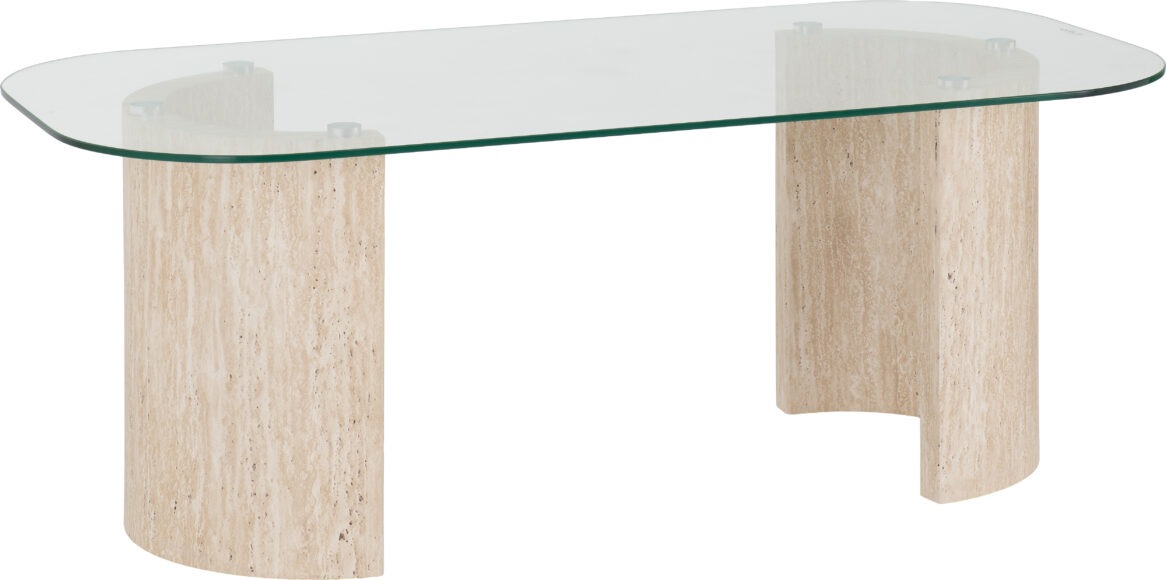 Seconique Modena Coffee Table Clear Glass/Cream Marble Effect