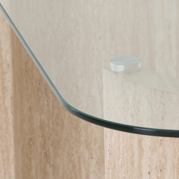 Seconique Modena Coffee Table Clear Glass/Cream Marble Effect