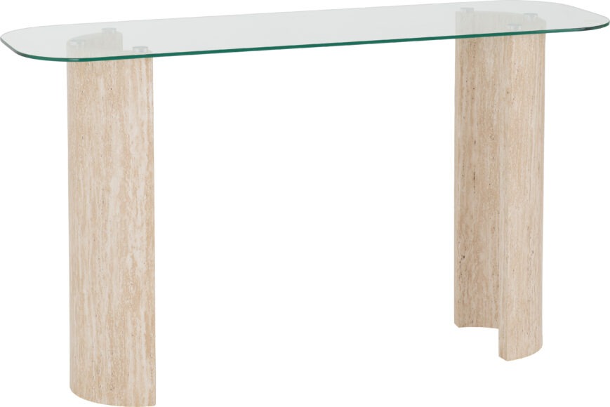 Seconique Modena Console Table Clear Glass/Cream Marble Effect