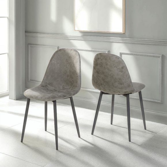 Seconique Modena Dining Set With Athens Chairs Clear Glass/Cream Marble Effect/Grey Faux Leather