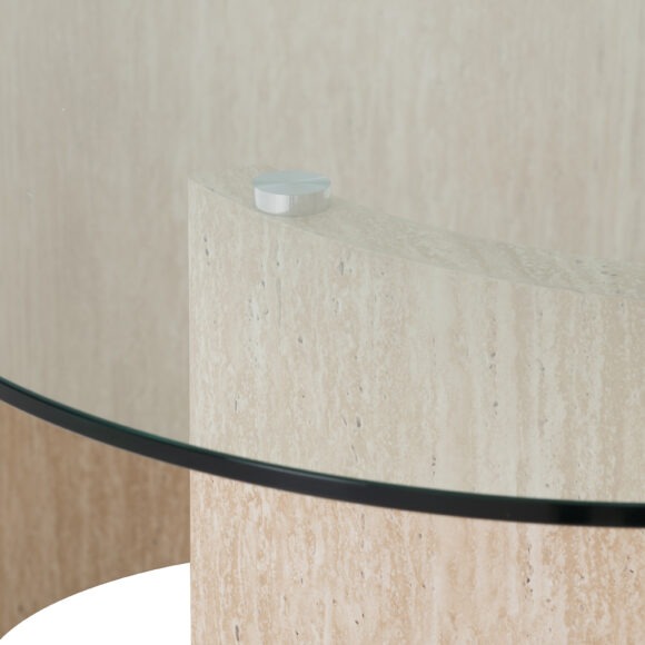 Seconique Modena Dining Table Clear Glass/Cream Marble Effect