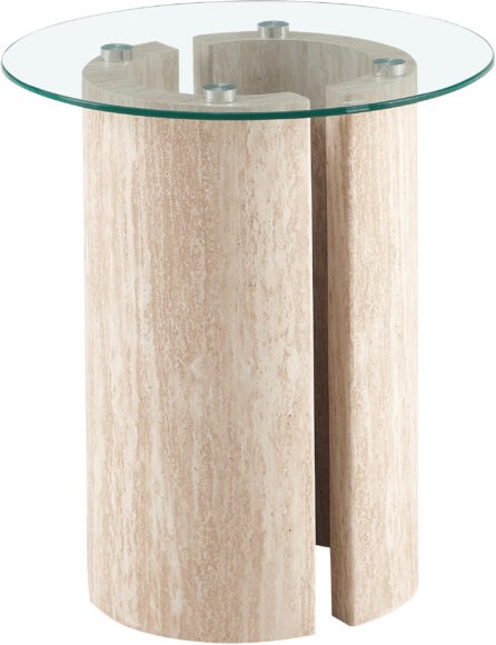 Seconique Modena Side Table Clear Glass/Cream Marble Effect