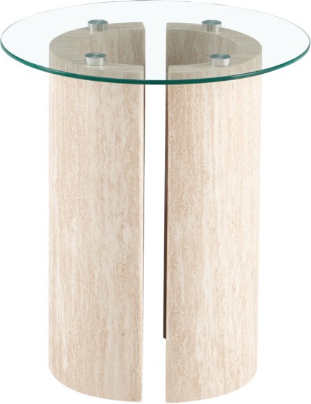 Seconique Modena Side Table Clear Glass/Cream Marble Effect