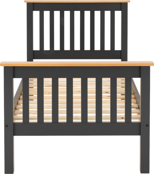 Seconique Monaco 3' Bed High Foot End Dark Grey/Oak Effect