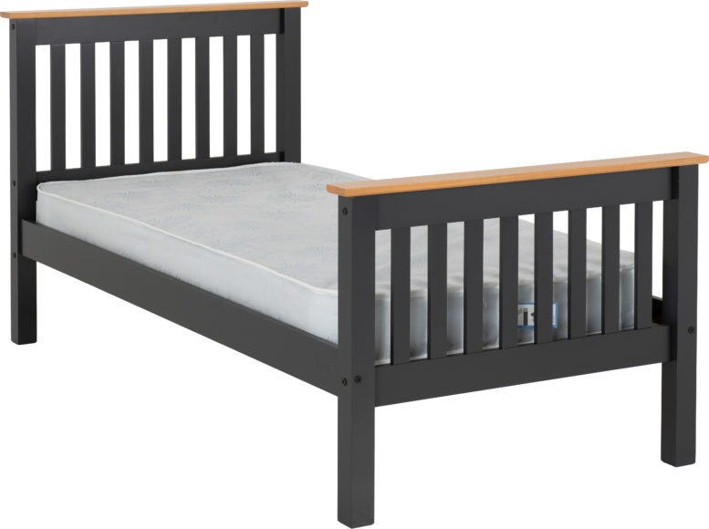 seconique Monaco 3' Bed High Foot End Dark Grey/Oak Effect