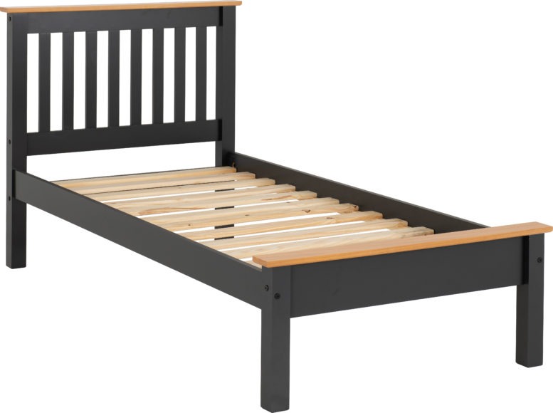 Seconique Monaco 3' Bed Low Foot End Dark Grey/Oak Effect