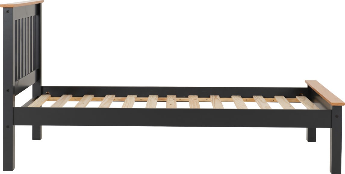 Seconique Monaco 3' Bed Low Foot End Dark Grey/Oak Effect