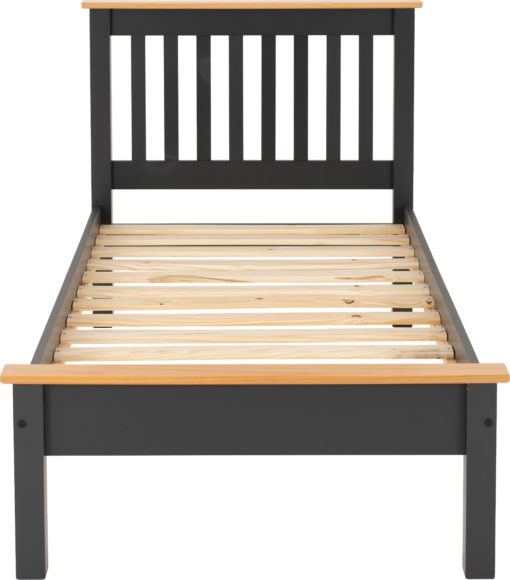 Seconique Monaco 3' Bed Low Foot End Dark Grey/Oak Effect