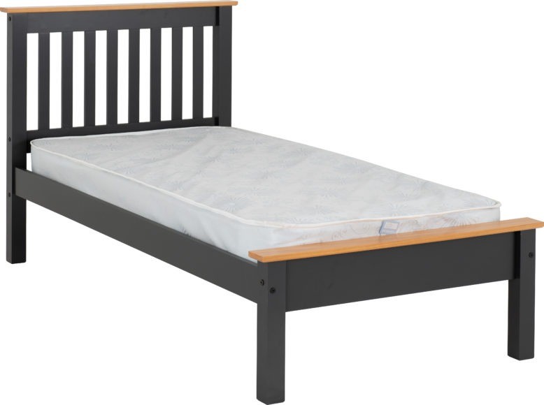seconique Monaco 3' Bed Low Foot End Dark Grey/Oak Effect