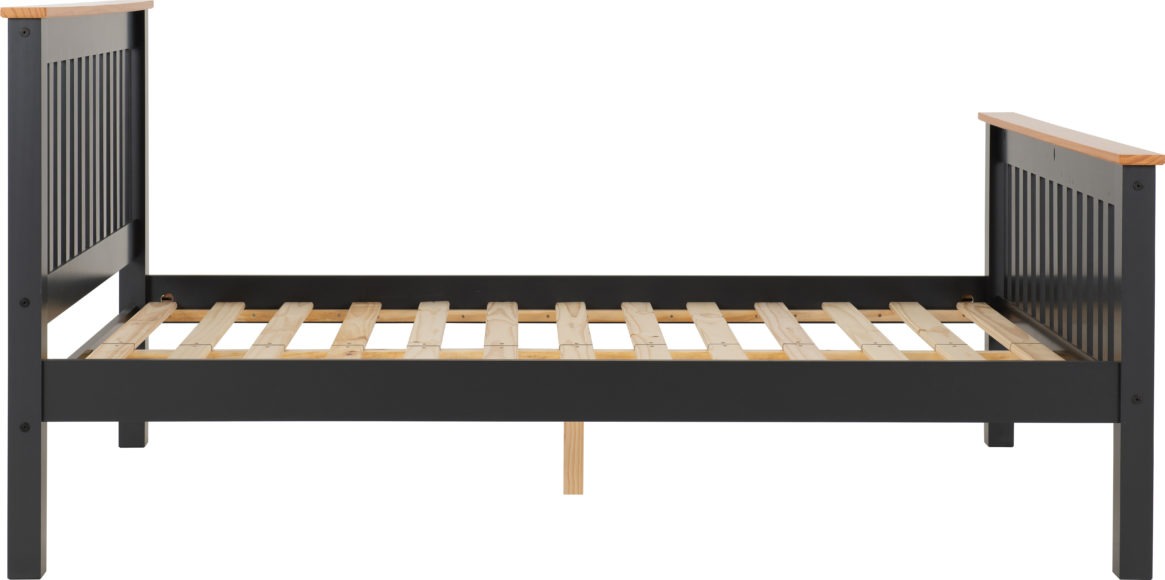 Seconique Monaco 5' Bed High Foot End Dark Grey/Oak Effect
