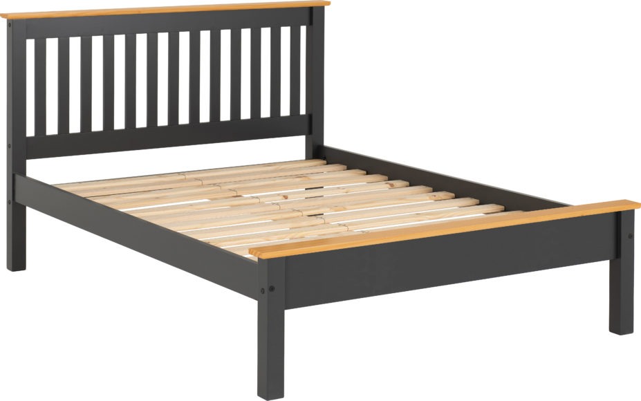 seconique Monaco 5' Bed Low Foot End Dark Grey/Oak Effect
