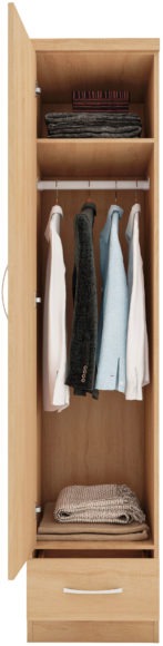 Seconique Nevada 1 Door 1 Drawer Wardrobe Sonoma Oak Effect