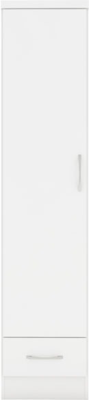 Seconique Nevada 1 Door 1 Drawer Wardrobe White Gloss
