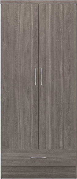 Seconique Nevada 2 Door 1 Drawer Wardrobe Black Wood Grain