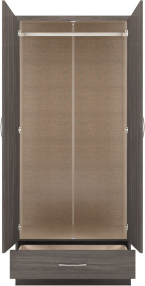 Seconique Nevada 2 Door 1 Drawer Wardrobe Black Wood Grain