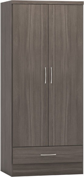 seconique Nevada 2 Door 1 Drawer Wardrobe Black Wood Grain