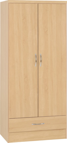 Seconique Nevada 2 Door 1 Drawer Wardrobe Sonoma Oak Effect