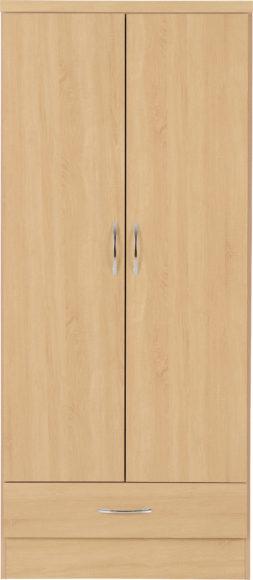 Seconique Nevada 2 Door 1 Drawer Wardrobe Sonoma Oak Effect