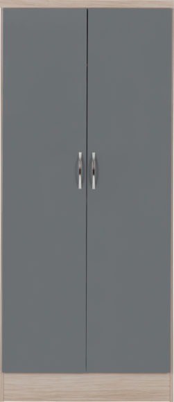 Seconique Nevada 2 Door All Hanging Wardrobe Grey Gloss/Light Oak Effect Veneer