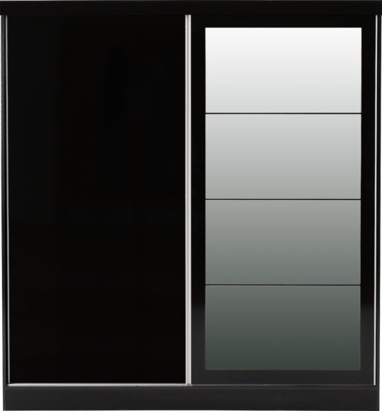 Seconique Nevada 2 Door Sliding Wardrobe Black Gloss