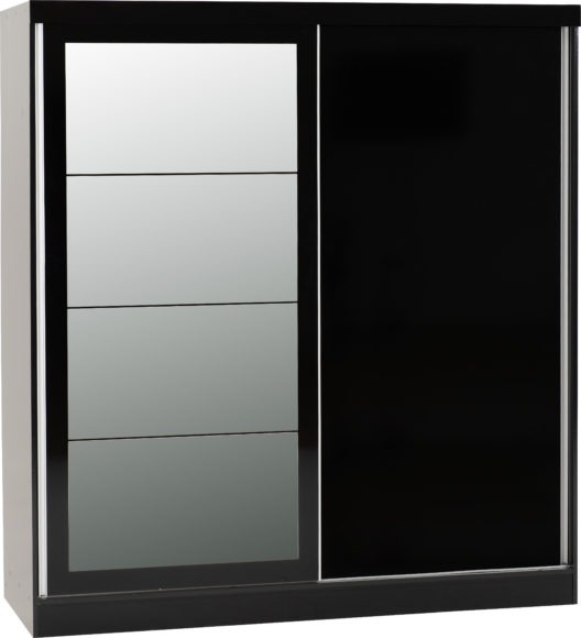 seconique Nevada 2 Door Sliding Wardrobe Black Gloss