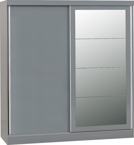 Seconique Nevada 2 Door Sliding Wardrobe Grey Gloss