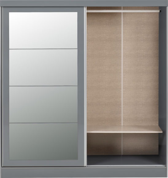 Seconique Nevada 2 Door Sliding Wardrobe Grey Gloss
