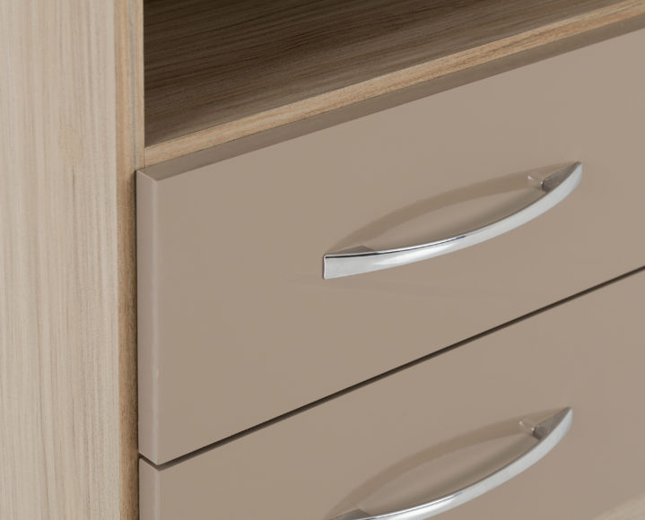Seconique Nevada 2 Drawer Bedside Oyster Gloss/Light Oak Effect Veneer