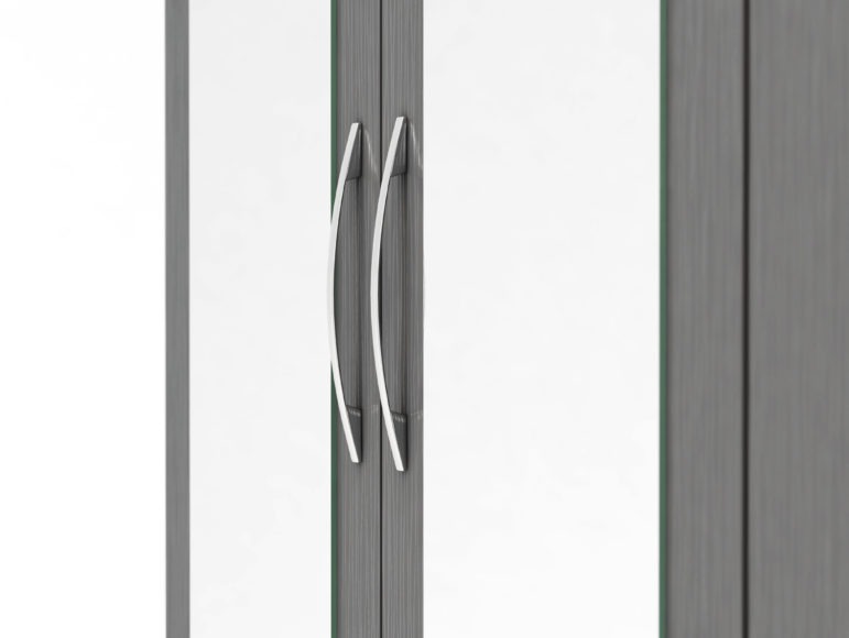 Seconique Nevada 3 Door 2 Drawer Mirrored Wardrobe 3D Effect Grey