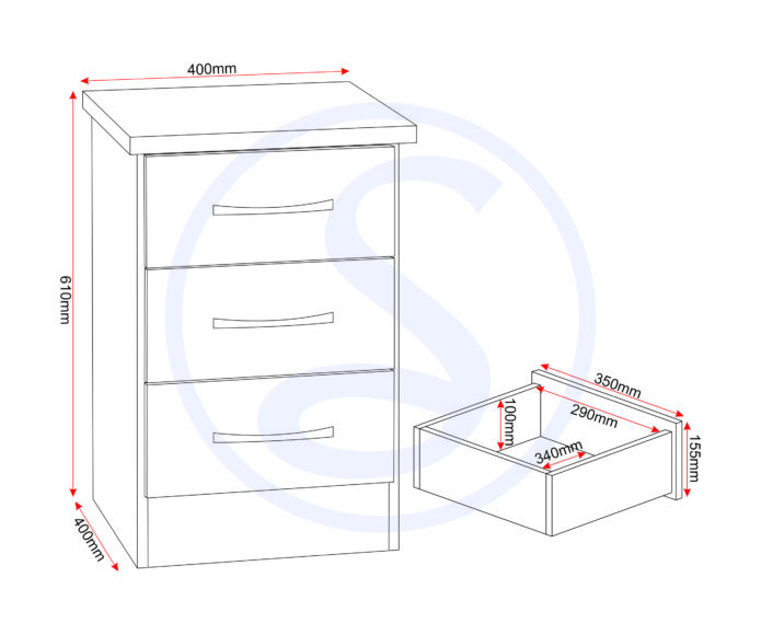 Seconique Nevada 3 Door 2 Drawer Mirrored Wardrobe Bedroom Set Rustic Oak Effect