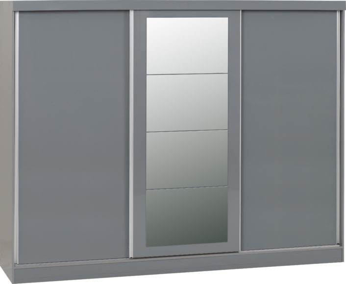 Seconique Nevada 3 Door Sliding Wardrobe Grey Gloss