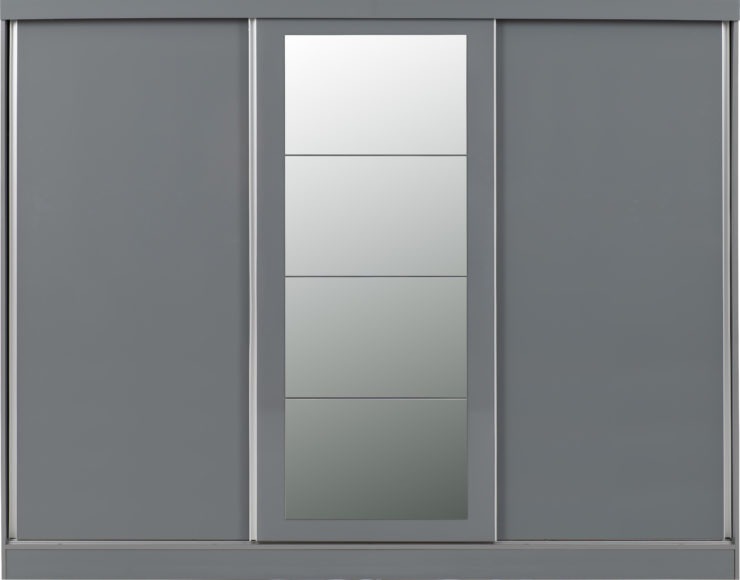 Seconique Nevada 3 Door Sliding Wardrobe Grey Gloss