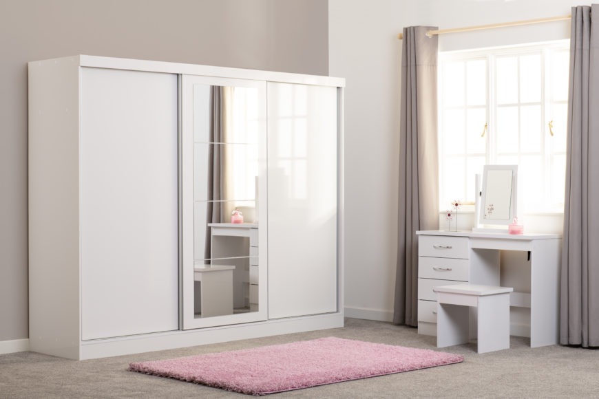 seconique Nevada 3 Door Sliding Wardrobe White Gloss