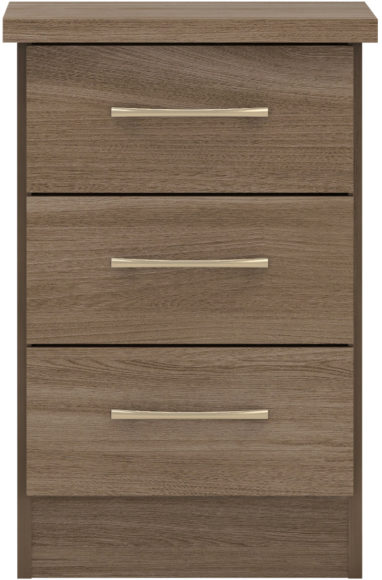 Seconique Nevada 3 Drawer Bedside Rustic Oak Effect
