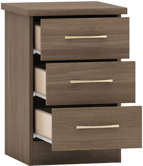Seconique Nevada 3 Drawer Bedside Rustic Oak Effect