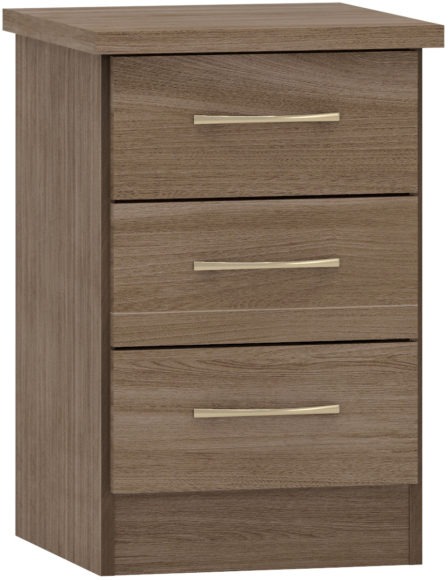 seconique Nevada 3 Drawer Bedside Rustic Oak Effect
